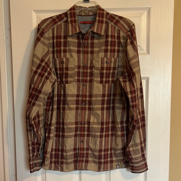 The North Face men’s tan plaid long sleeve button down shirt size medium - Picture 1 of 9